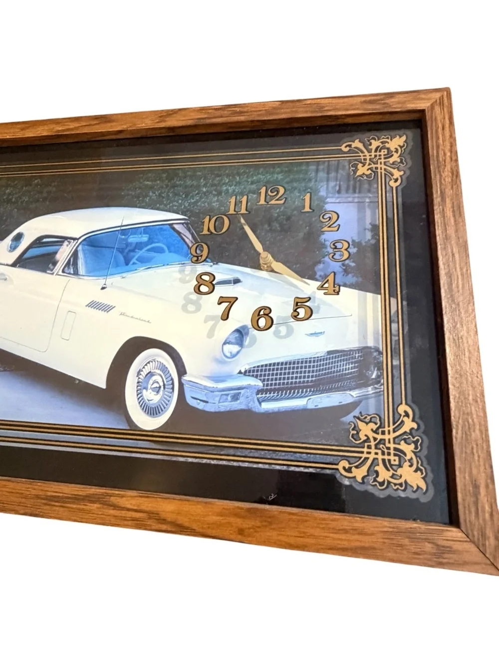 Vintage 1957 Ford Thunderbird Wall Clock Intercraft Industries 12x20 Framed Car
